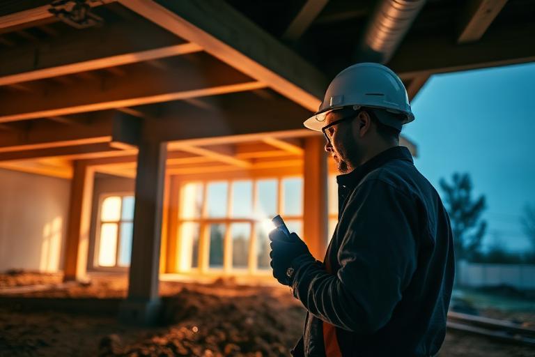 Técnico inspecionando estrutura de imóvel de luxo em Miami durante vistoria estrutural de property care